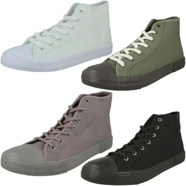 Spot On Mens Spot On Lace Up Hi Top Canvas Shoes A3076
