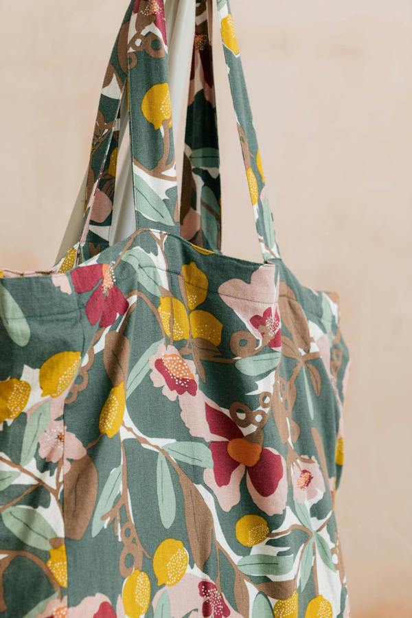 Lily & Me Linen Blend Ceres Print Tote Bag Laurel