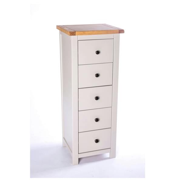 Cabinet Bits Argenta 5 Drawer Narrow Chest of Drawers Brass Knob