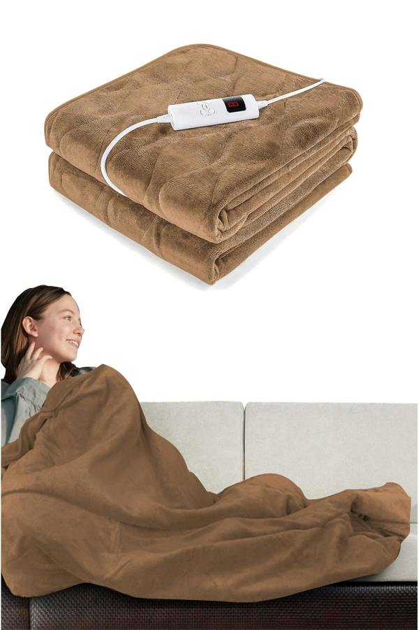 Ezysleep Cosy Heated Over Throw Fleece Blanket With Adjustable Control