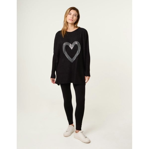 Blue Vanilla Heart Diamante Oversized Jumper
