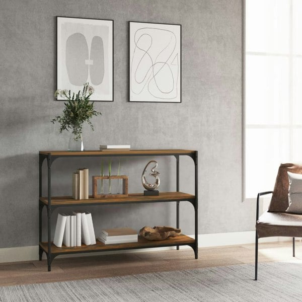 Berkfield Book Cabinet Smoked Oak 100x33x70.5 cm Engineered Wood and Steel