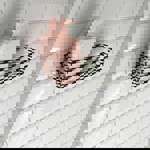 BESLAGSBODEN Matt Black Stainless Steel Shower Basket Self Adhesive Wall Mounted