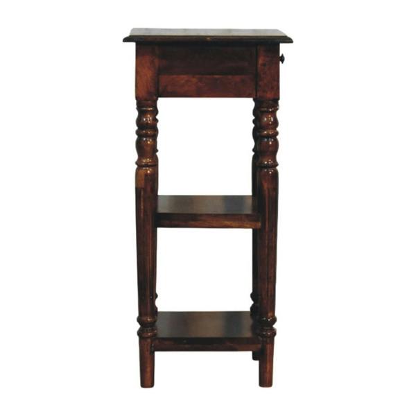 Artisan Furniture Solid Wood Tall Turned Leg Side Table, Brown, 1 Drawer