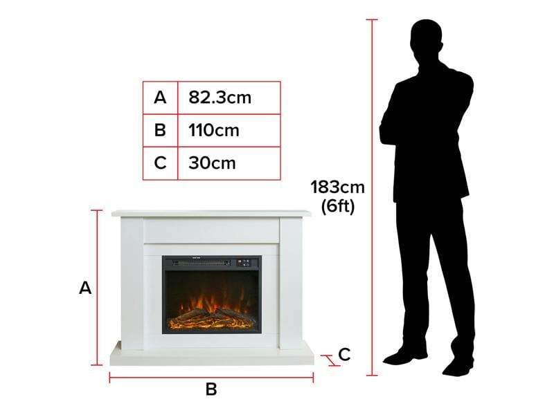 Sureflame Banbury Electric Fireplace Suite in White, 43 Inch