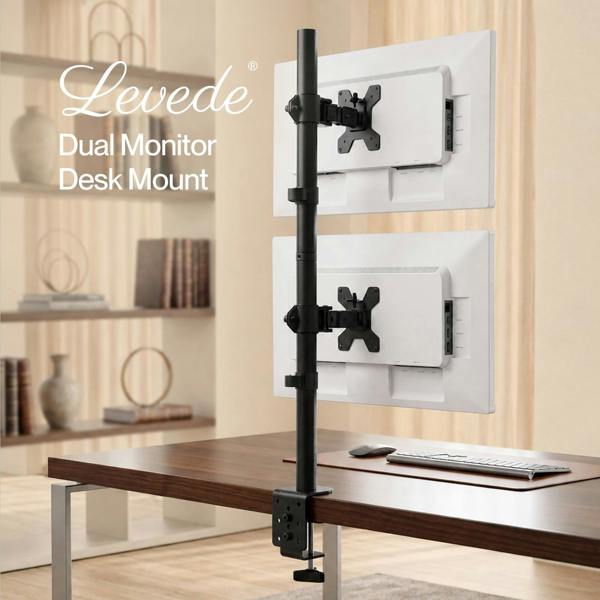 Levede Dual Monitor Arm Adjustable Desk Mount For 13-34 Inch Computer Black