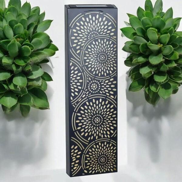 EDH Door Hardware Metal Moroccan Solar Wall Panel – 60 x 20 x 5 CM | Solar-Powered Outdoor Wall Art | Weatherproof Metal Garden Decor