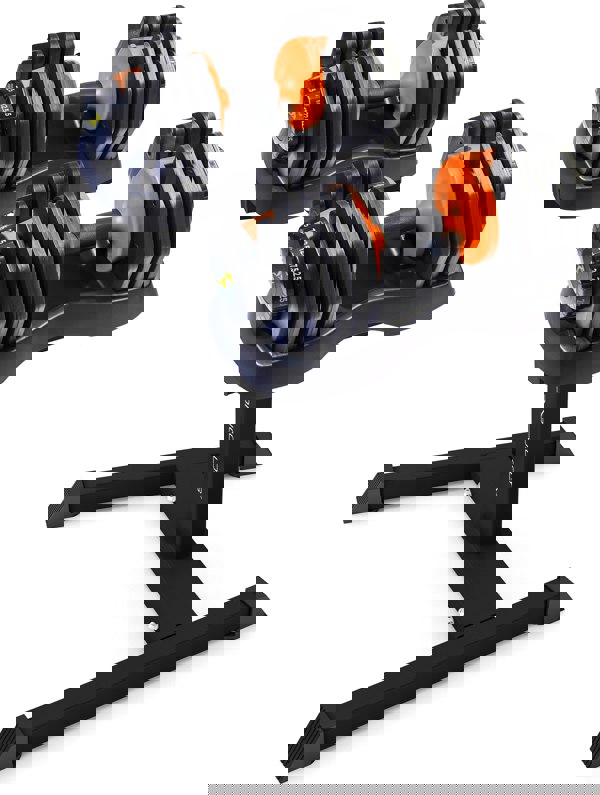 Strongology Urban25 Orange Adjustable Dumbbell Pair with Free Durable Steel Adjustable Urban25 Dumbbell Floor Stand