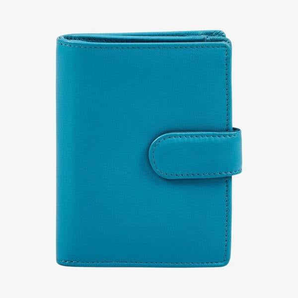 Classic turquoise ladies leather purse with soft grain finish