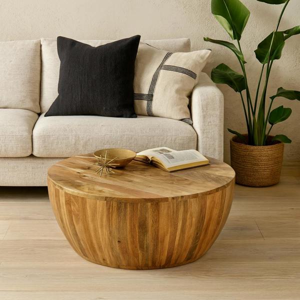 Wyld Haus London Natural Mango Wood Drum Coffee Table