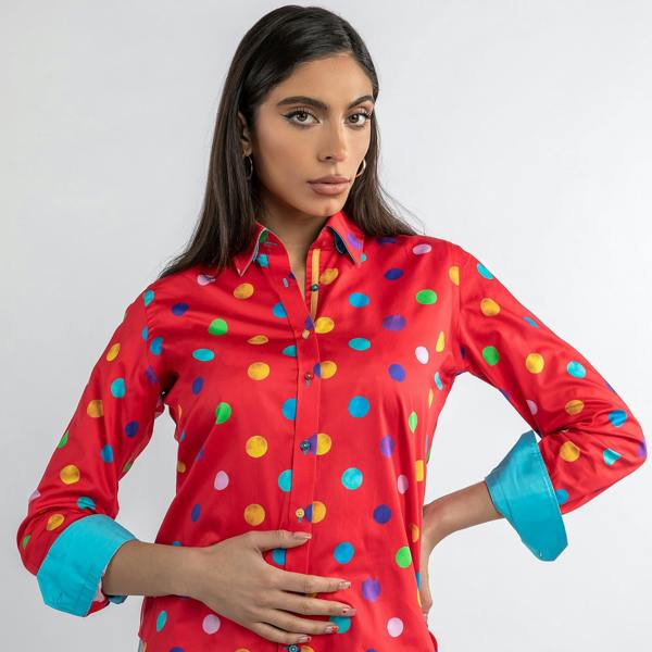 MULTICOLOUR POLKADOT WOMENS PRINT SHIRT - Premium Men's Patterned Shirt by Claudio Lugli | Bold Design, Tailored Fit, Best Printed Shirts