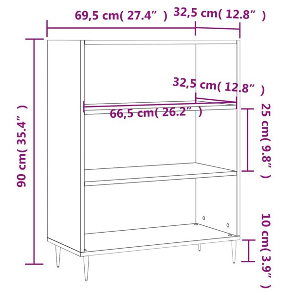 Berkfield Bookcase Concrete Grey 69.5x32.5x90 cm Engineered Wood