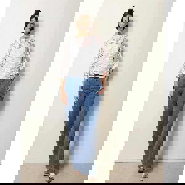 Blue Vanilla Round Neck Net Top