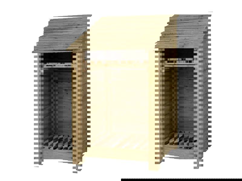 Arbor Garden Solutions Wooden Log Store with Shelf W-79cm, H-126cm or 180cm, D-88cm