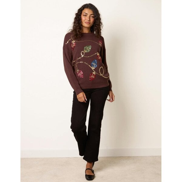 Blue Vanilla Festive Sequin Christmas Light Jumper