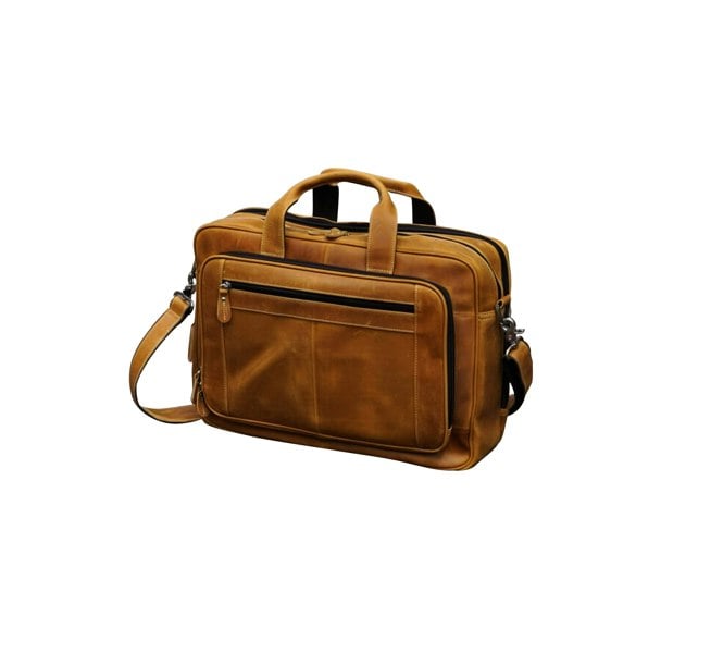 Touribag Genuine Leather Briefcase With Luggage Strap