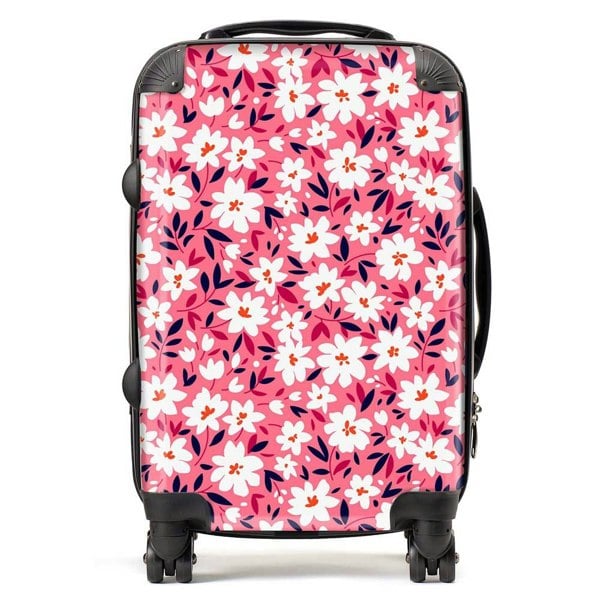 Warren Reed Small Cute White Flower Pattern Suitcase