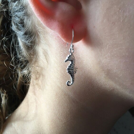 Reeves & Reeves Sterling Silver Seahorse Drop Earrings