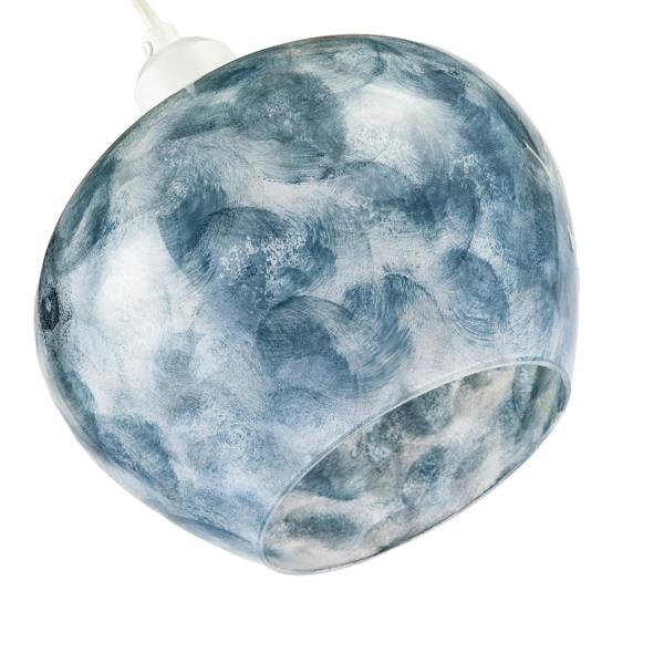 Chic Steel Blue and Silver Glass Pendant Shade with Swirl Brush Style Image 4