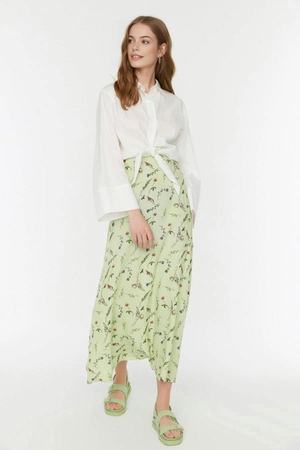 WOVCOR Patterned Bell-Shaped Skirt
