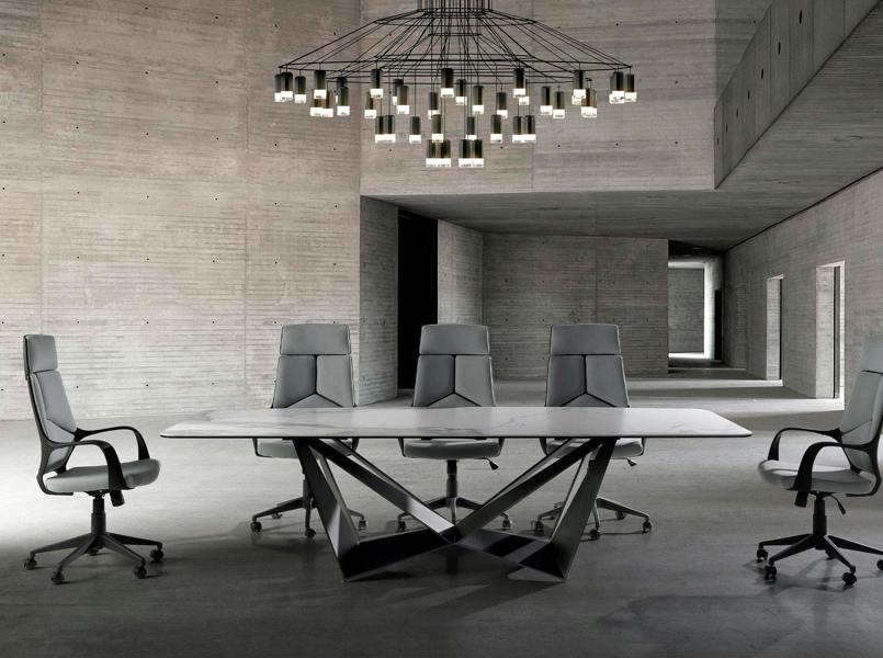 Angel Cerdá Office swivel chair light grey fabric and black pvc 4076