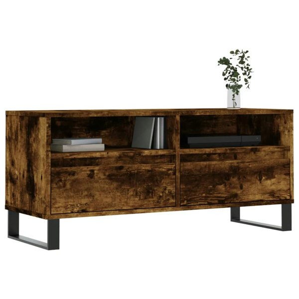 Berkfield TV Cabinet Smoked Oak 100x34.5x44.5 cm Engineered Wood