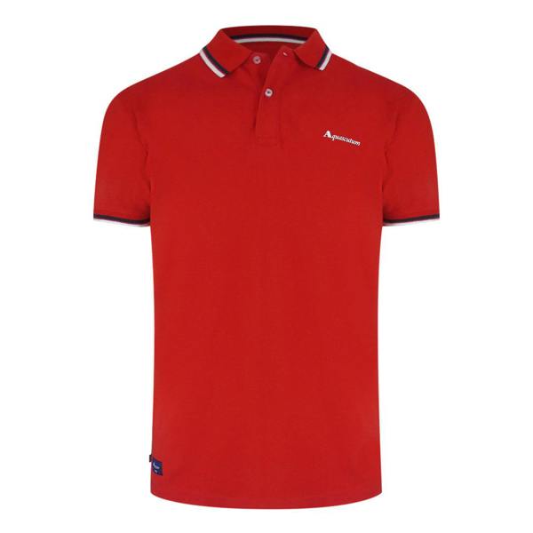 Aquascutum Active Cotton Stripes Polo Dry-Fit Red Red Polo Shirt