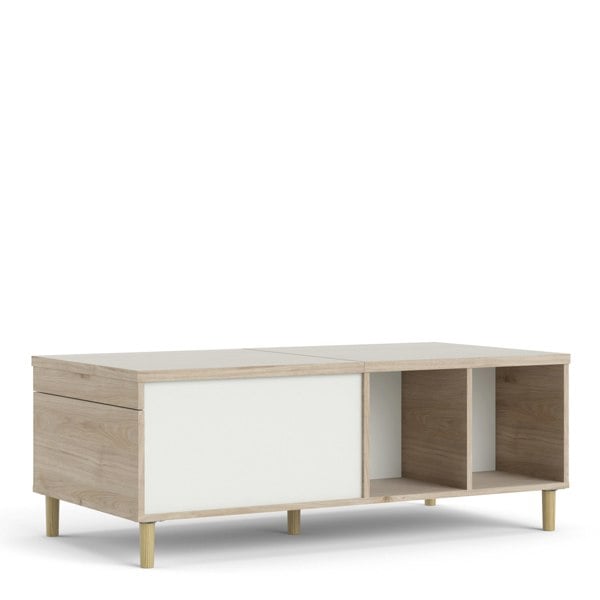 Furniture To Go Rome Coffee Table with Sliding Top in Jackson Hickory Oak and Matt White