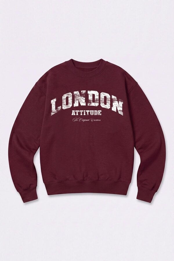 London Attitude Relaxed Fit Collegiate Graphic Sweatshirt in White