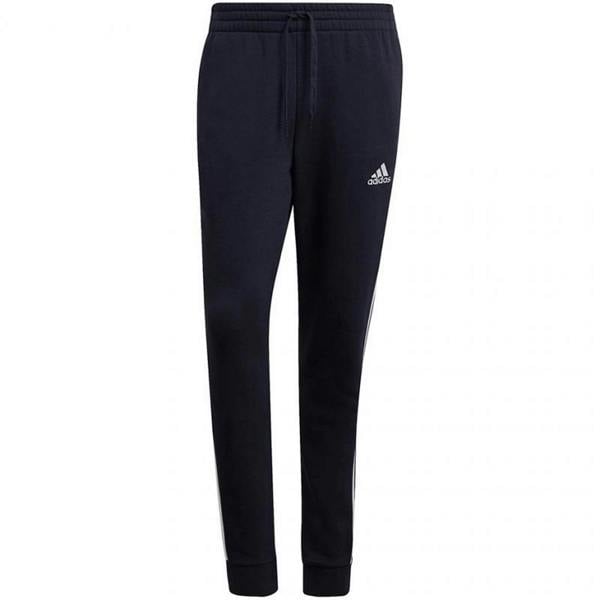 Adidas Mens Essentials Fleece 3 Stripes Tapered Leg Jogging Bottoms - Navy/White - 