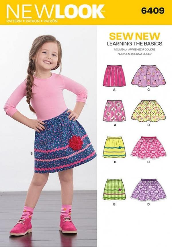 New Look Sewing Pattern 6409, Skirts for Kids, A (3-4-5-6-7-8) - Easy