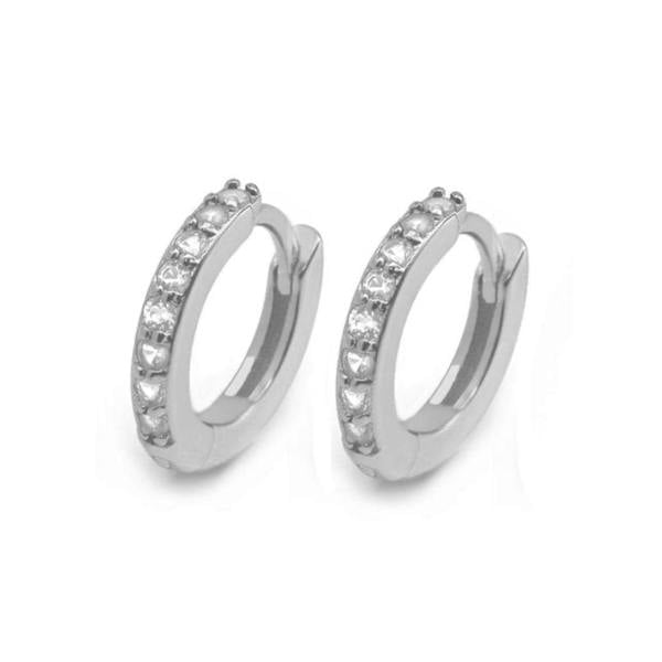 Say It With Clear Huggie Hoop Earrings - Silver Plated