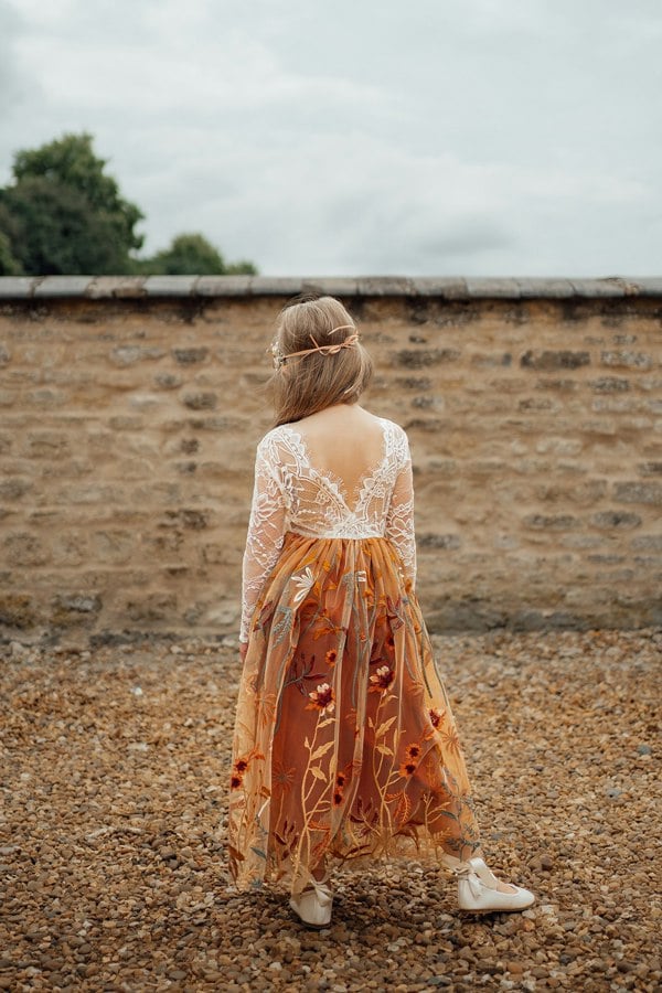 UK Flower Girl Boutique Enchanted Fall Long Sleeve Dress - Chantilly Lace