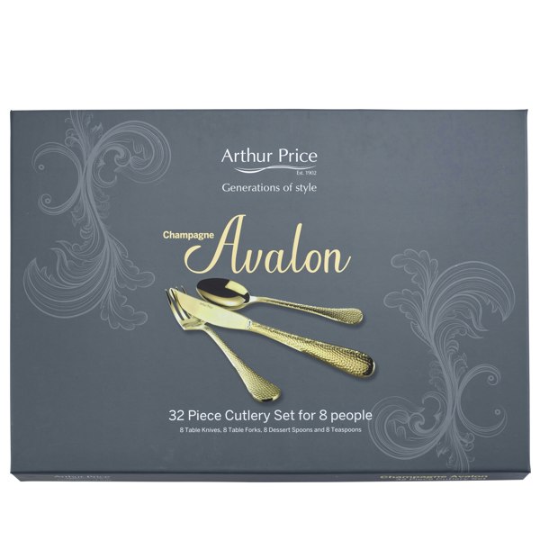 Arthur Price 'Champagne Avalon' Stainless Steel 32 Piece 8 Person Gift Boxed Cutlery Set