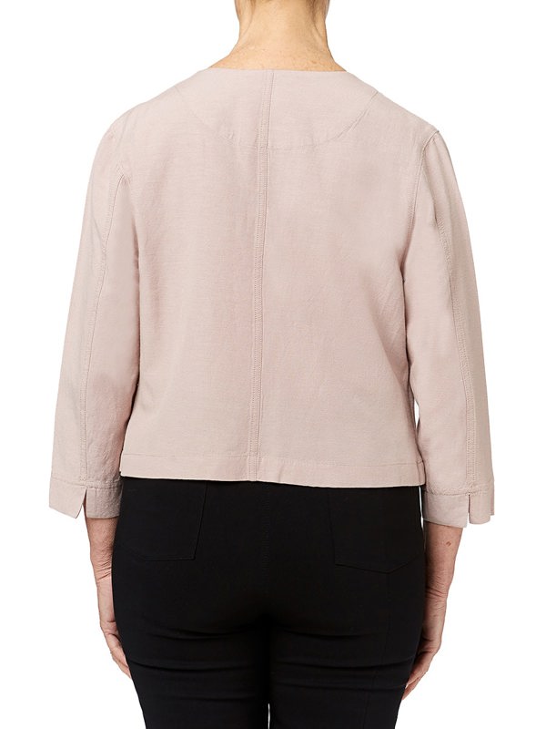 PennyPlain Linen Blend Crop Jacket - Cloud