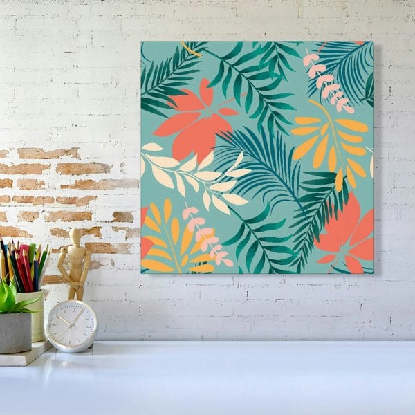 Warren Reed Abstract Bright Colorful Tropical Leaves Canvas