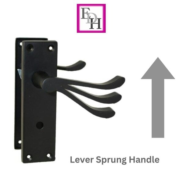 EDH Door Hardware Matt Black Modern Victorian Scroll Bathroom Door Handles and Bath Lock 1 Pair