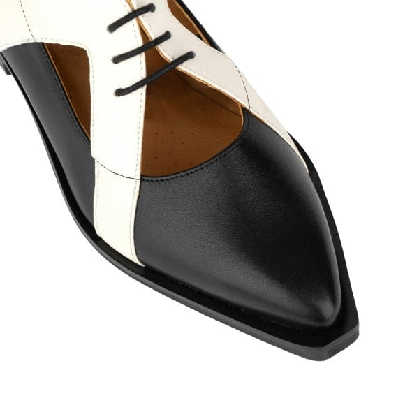 Embassy London Harlowe - Black & White - Women's cutout leather lace up shoe