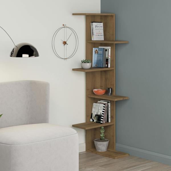 Decortie Saso Modern Corner Bookcase Display Unit Medium 141(H)cm