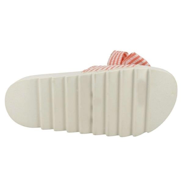 Spot On Ladies Spot On Striped Bow Vamp Sliders