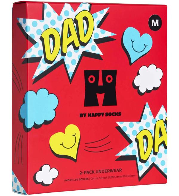 Happy SocksTrunks 2 - pack2 - Pack Super Dad Boxer Trunks Gift Box, Blue/RedBoxers & Briefs
