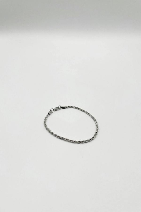SVNX Rope Chain Necklace & Bracelet Set in Silver