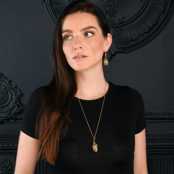 namana Gold Vermeil Gemstone Teardrop Pendant Necklace For Women