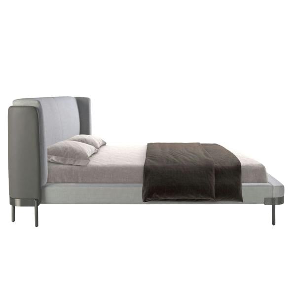 Angel Cerdá Light Grey Fabric and Dark Grey Leatherette Bed 7156