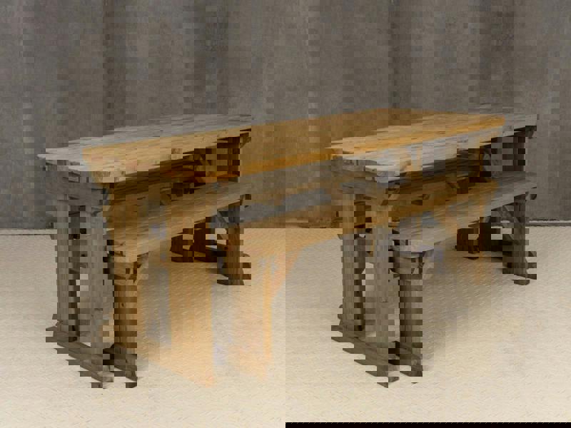 Yews Rounded Space-Saving Picnic Table and Benches Set – Rustic Finish Wooden Outdoor Dining Set for Gardens and Patios
