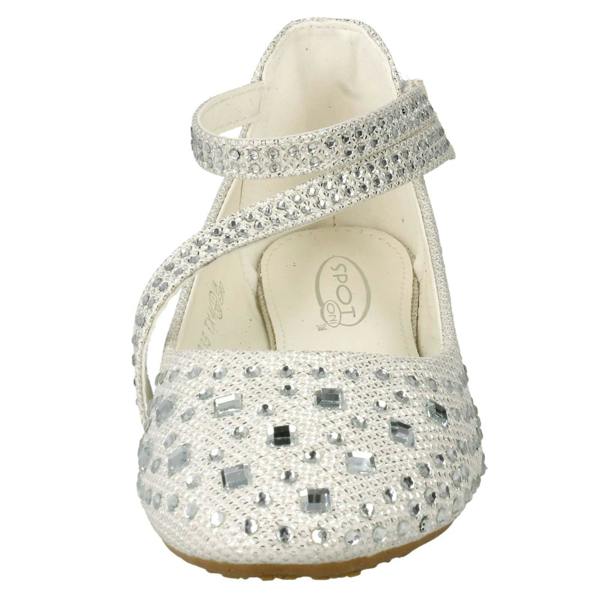Spot On Girls Spot On Glitter Flat Ballerina Party Shoes H2335