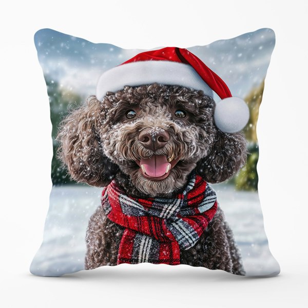 Warren Reed Snowy Christmas Poodle Cushion