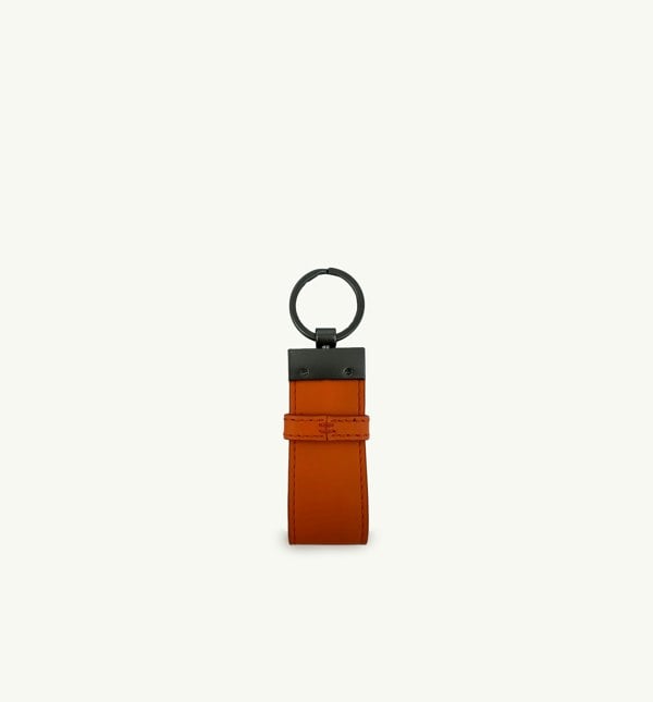 Apatchy London Orange Leather Loop Keyring and Black Cardholder Gift Set