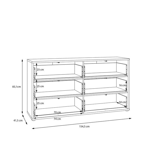 Alice Springs 6 Drawer Wide Chest with Push-to-Open Drawers in Sand