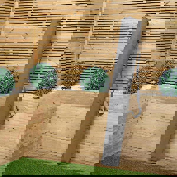 Samuel Alexander Outdoor 4 Person Folding Rectangular Wooden Garden Dining Table Chairs Grey Parasol and Base Set